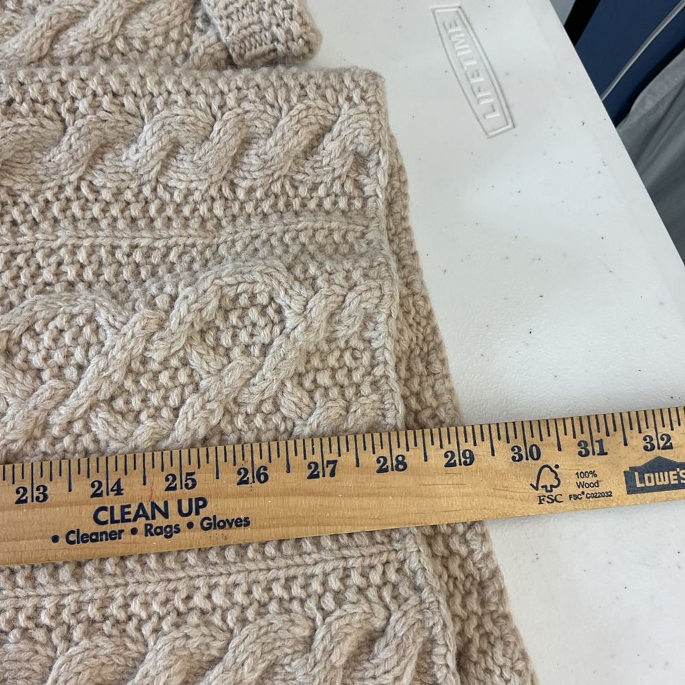 VTG J Crew Wool Chunky Hand Knit Cable Sweater Fisherman Heavyweight Mens L Tall - Picture 6 of 8